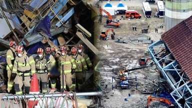 "매몰자 2명 수색 총력"…5호기 상부 구조물 고정