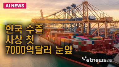 한국 수출 사상 첫 7000억달러 눈앞