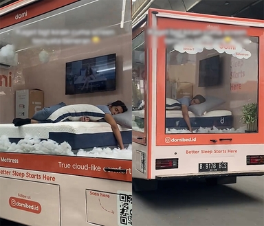 흔들리지 않는 편안함?…달리는 차 안에 매트리스 깔고 숙면