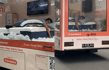 흔들리지 않는 편안함?…달리는 차 안에 매트리스 깔고 숙면