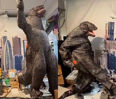 고질라가 된 남편…"도시를 떄려부숴라" 스트레스 해소 생일 이벤트