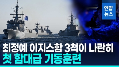 [영상] 해군 기동함대사 첫 함대급 기동훈련…이지스함 3척 동해로