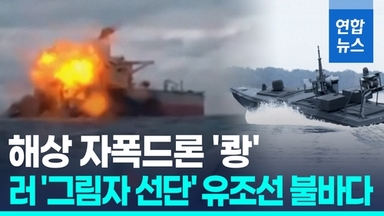[영상] 해상 자폭드론 '쾅'…우크라, 러 '그림자 선단' 또 공격