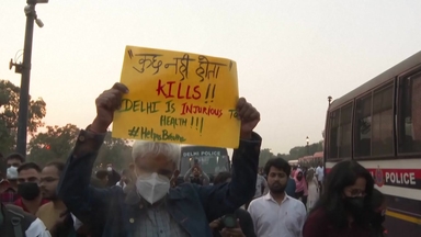 "숨 쉬는 게 그립다"...'대기오염 최악' 인도 뉴델리서 시위