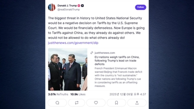 트럼프 "대법원 관세 위법 판결 시 역사상 최대 안보 위협될 것"